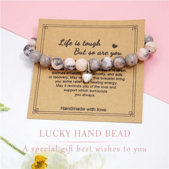 Natural stone healing bracelet for women get well soon gift inspirational jewelr - Picture 2 of 7